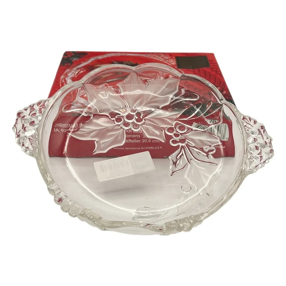 2 Mikasa German Christmas Crystal Dishes Christmas Story & Bloom Candy Sweets